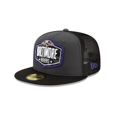 Baltimore Ravens Gorra | New Era NFL Draft 59fifty Fitted Cap Mexico - Grises
